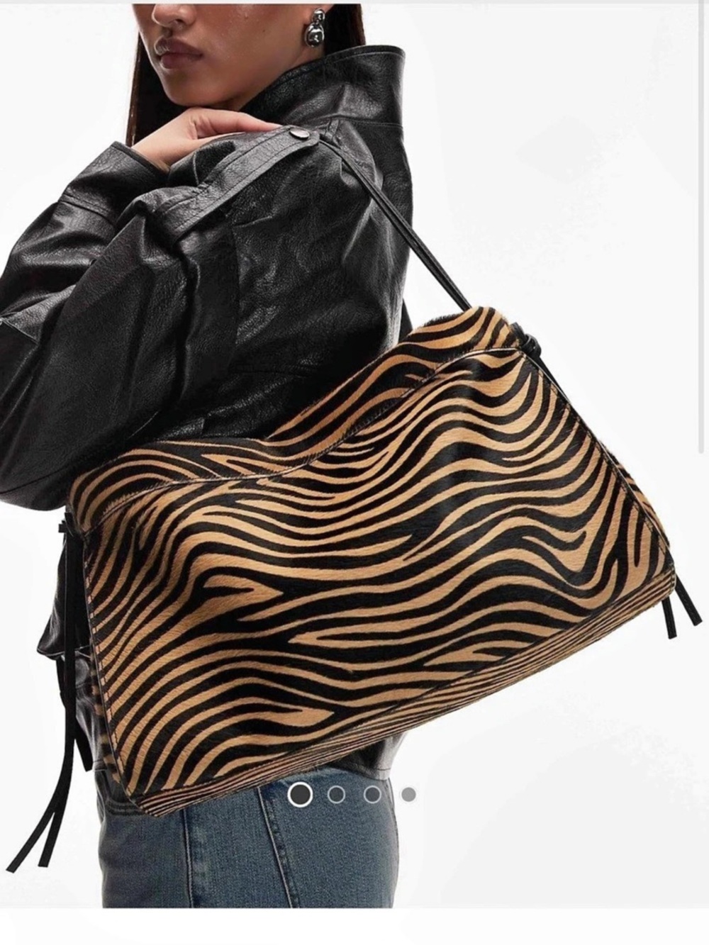 Arket Zebra-Print Leather Shoulder Bag